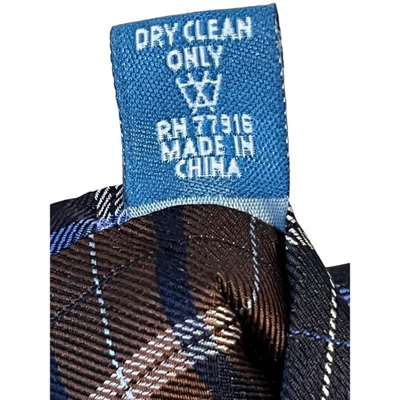 Haines & Bonner of London Blue Plaid Silk Neck Tie Classic Business Tie - Picture 3 of 6